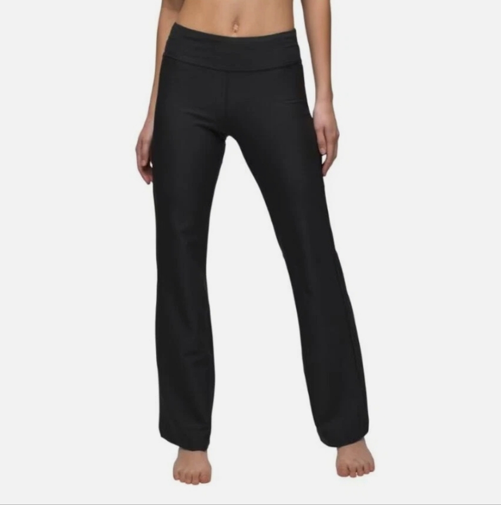 Women's PrAna Jara Pants Size Xl Short Inseam Black Yoga Flare Leg